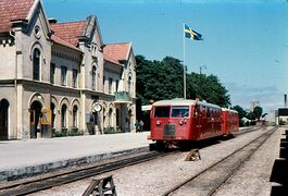 Rälsbuss vid Visby station 1960