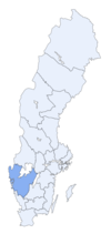 Västra Götalands läns läge i Sverige.